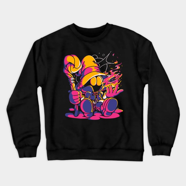 Black Mage Fire Crewneck Sweatshirt by fitasartwork